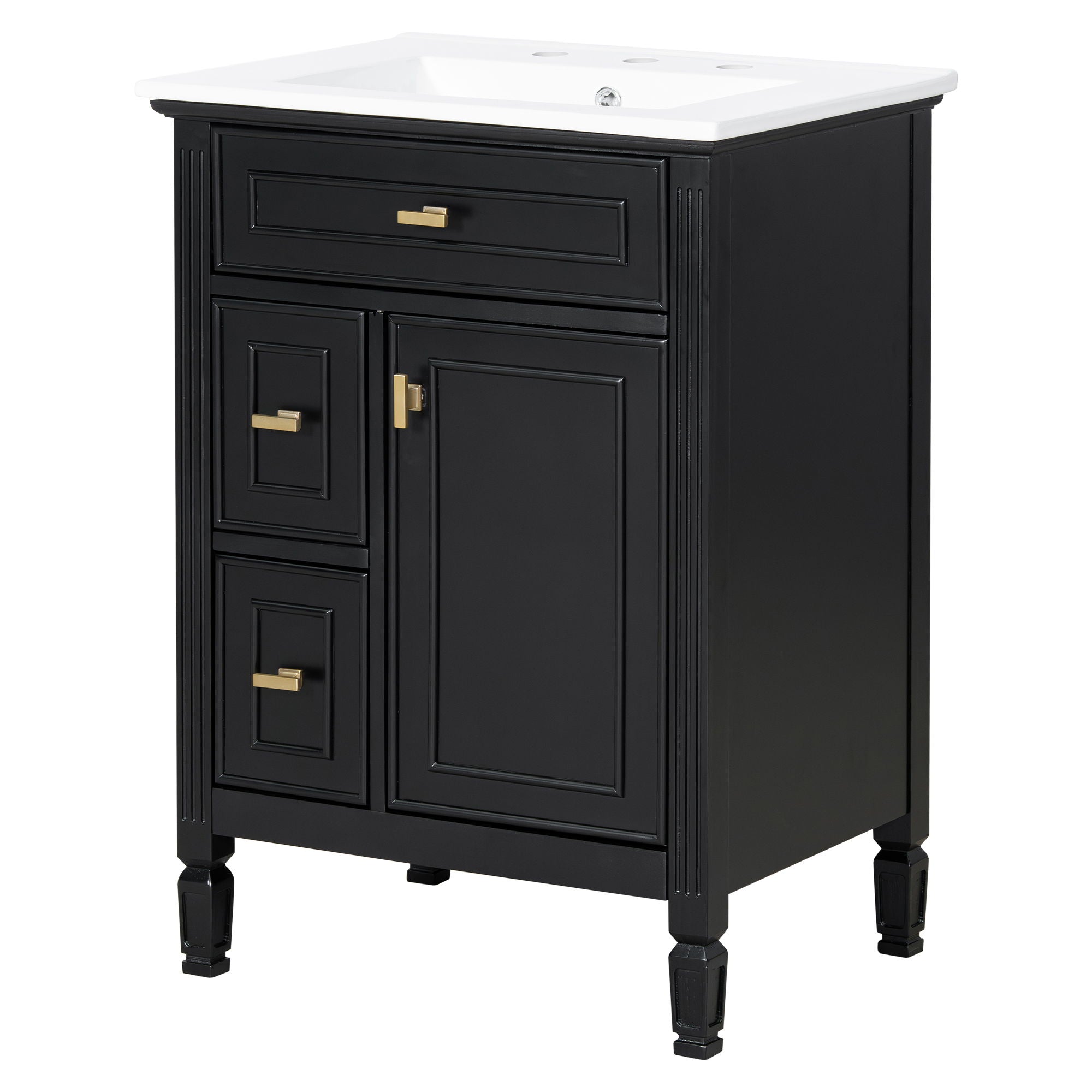 Modern Bathroom Vanity With Sink, Flip Drawer, 2 Drawers, Adjustable Shelf