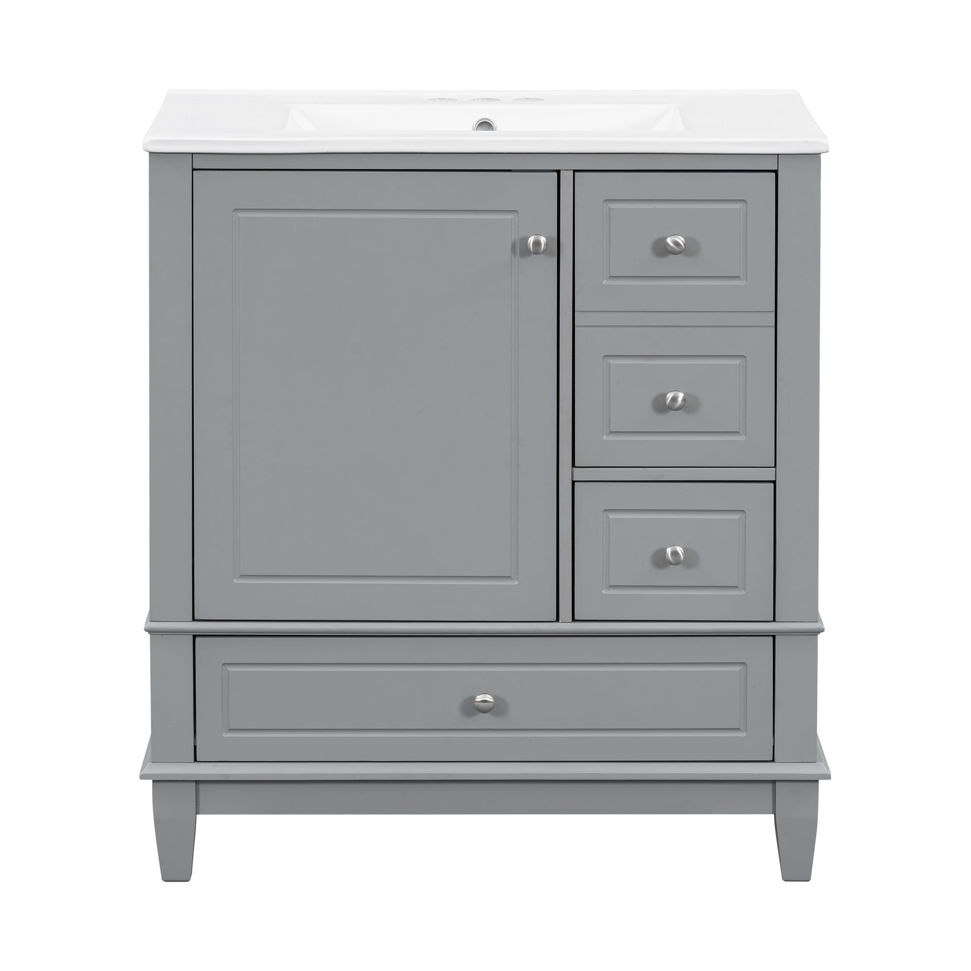 Freestanding Bathroom Vanity With Sink, Soft Close Door, 3 Drawers