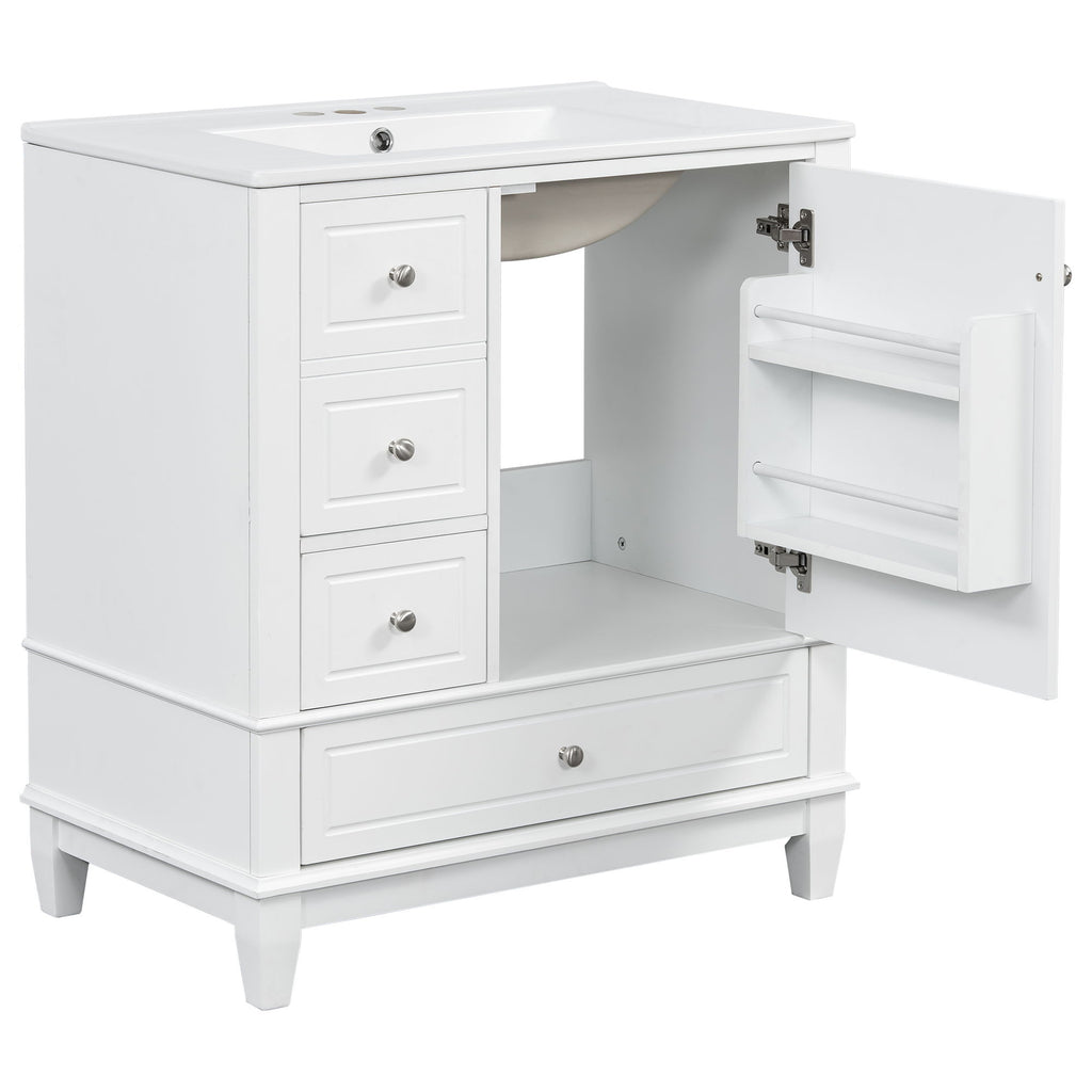 Freestanding Bathroom Vanity With Sink, Soft Close Door, 3 Drawers