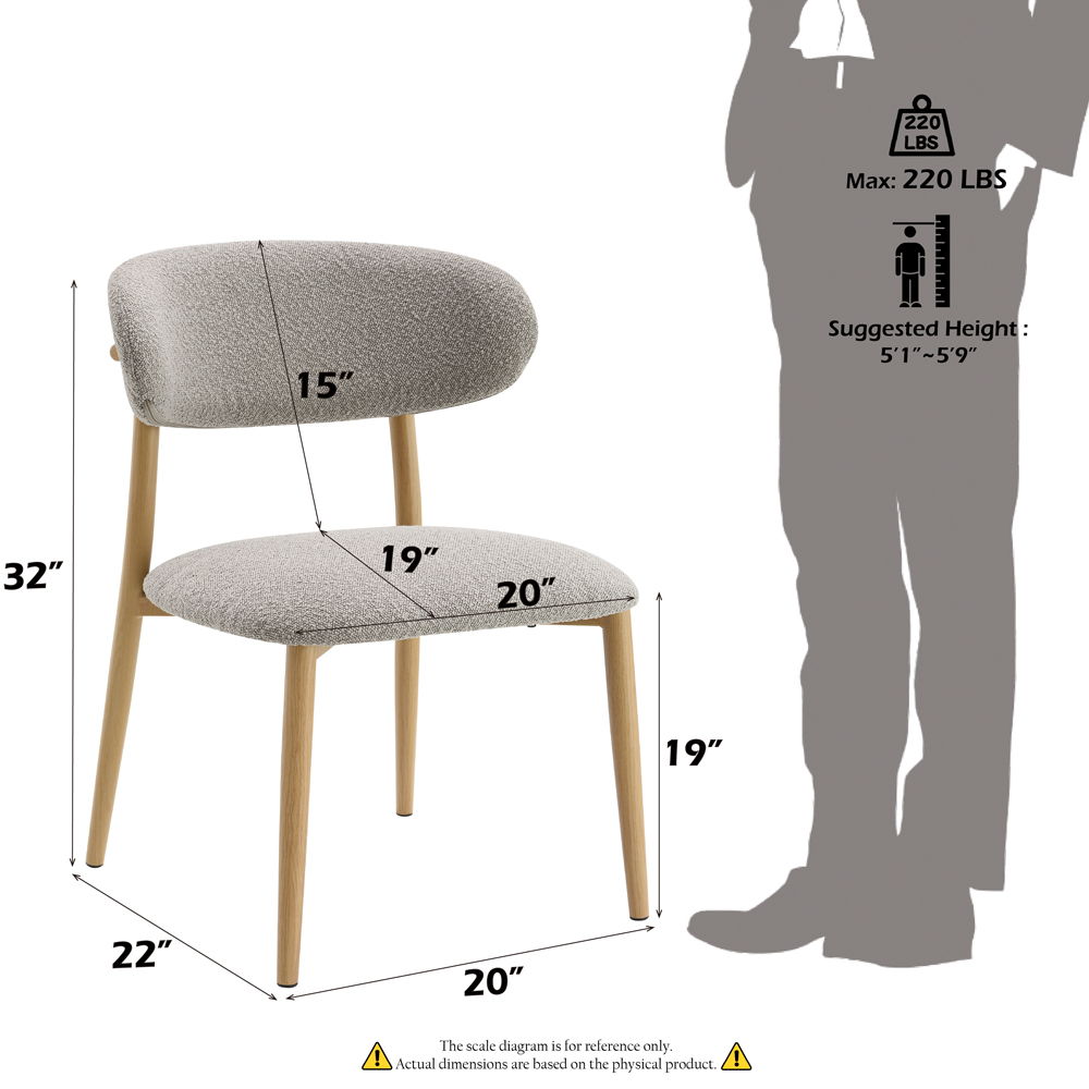 Kacey - Side Chair (Set of 2) - Gray Boucle & Natural