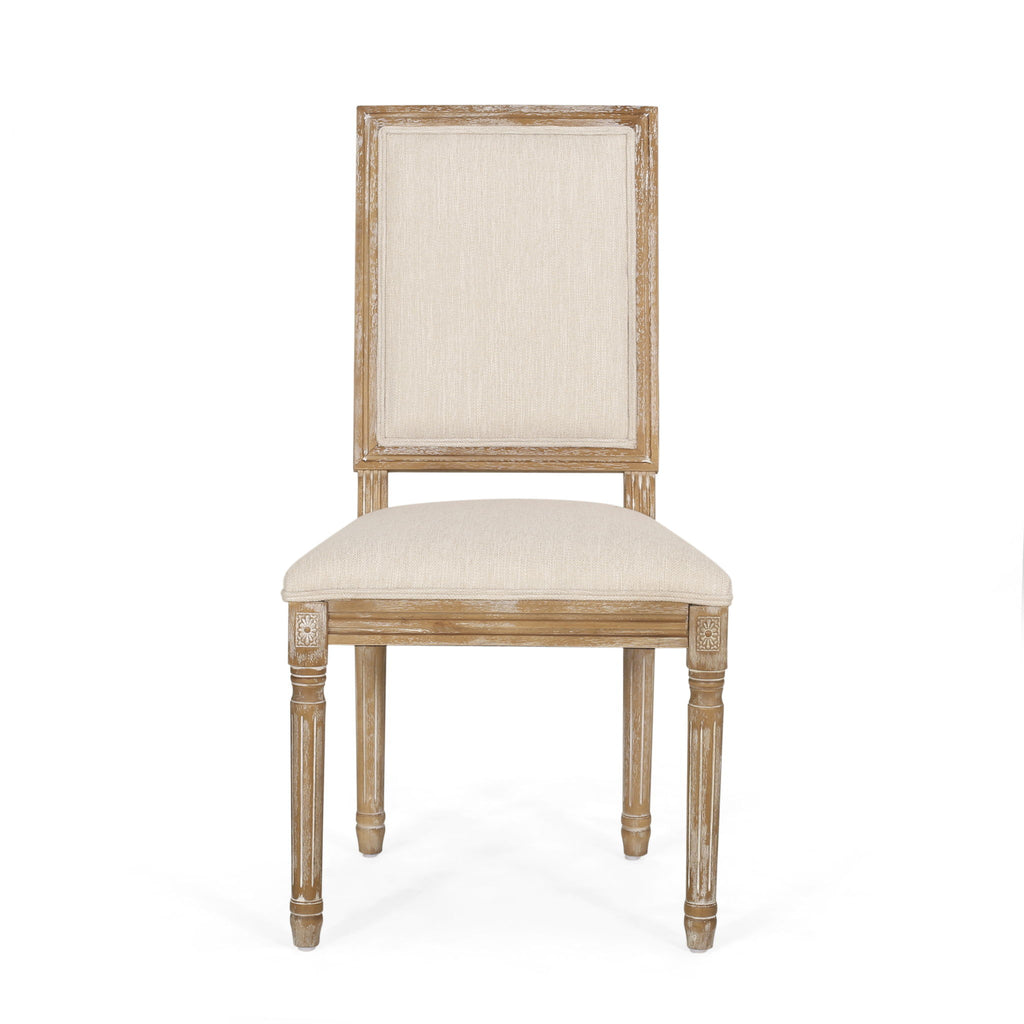French Country Style Dining Chair With Upholstered Seating And Fluted Legs