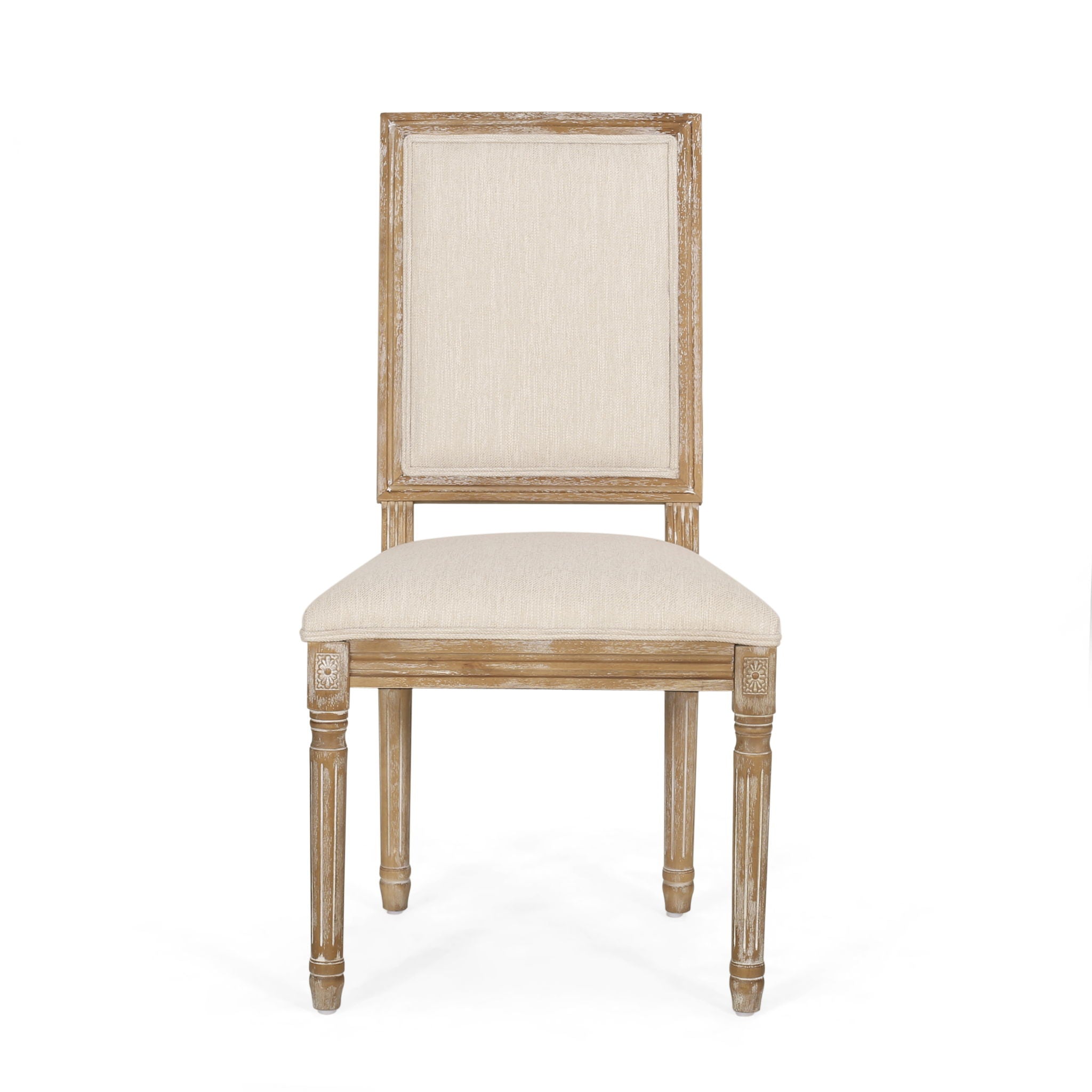 French Country Style Dining Chair With Upholstered Seating And Fluted Legs