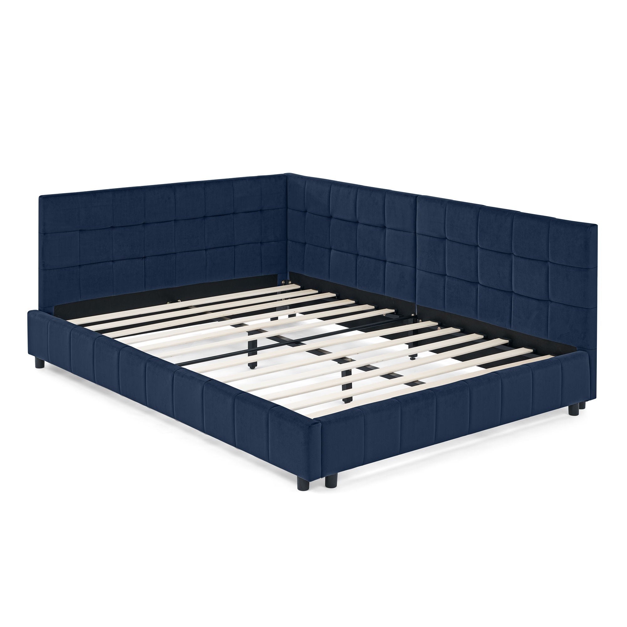 Elegant Design Storage Upholstered Tufted Bed Frame With Backrest And Armrests