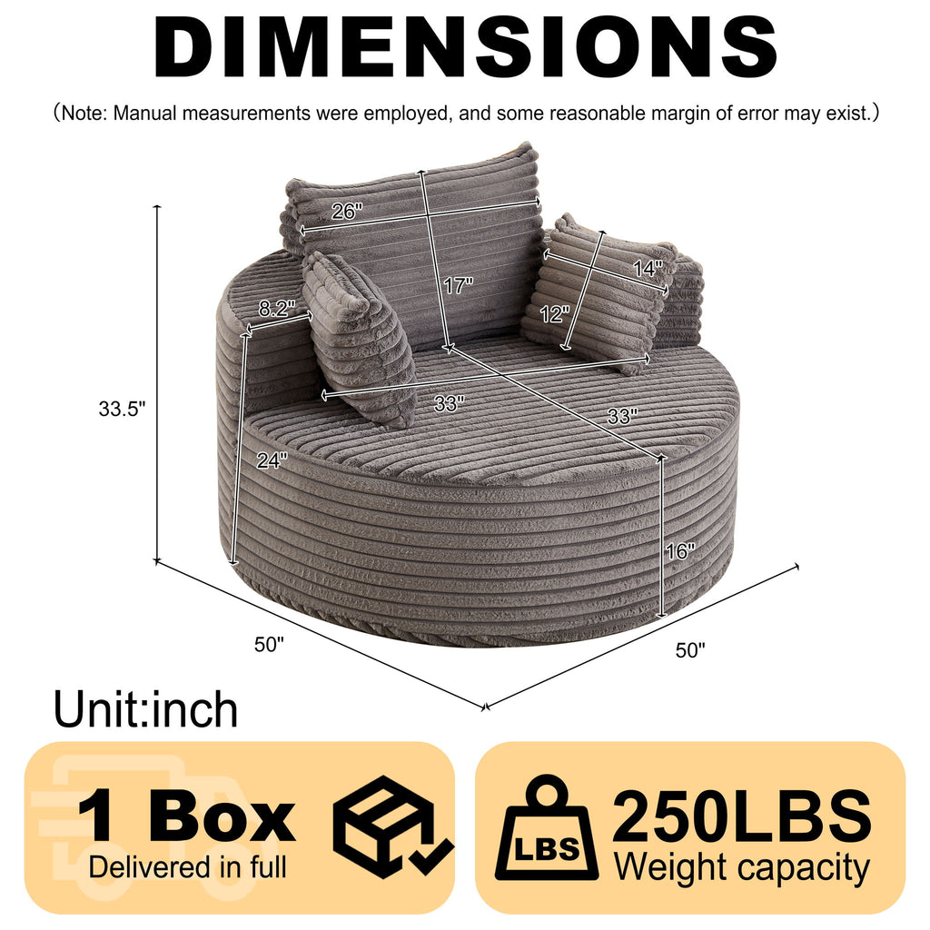 Modern Single Sofa With Backrest Pillow For Living Room