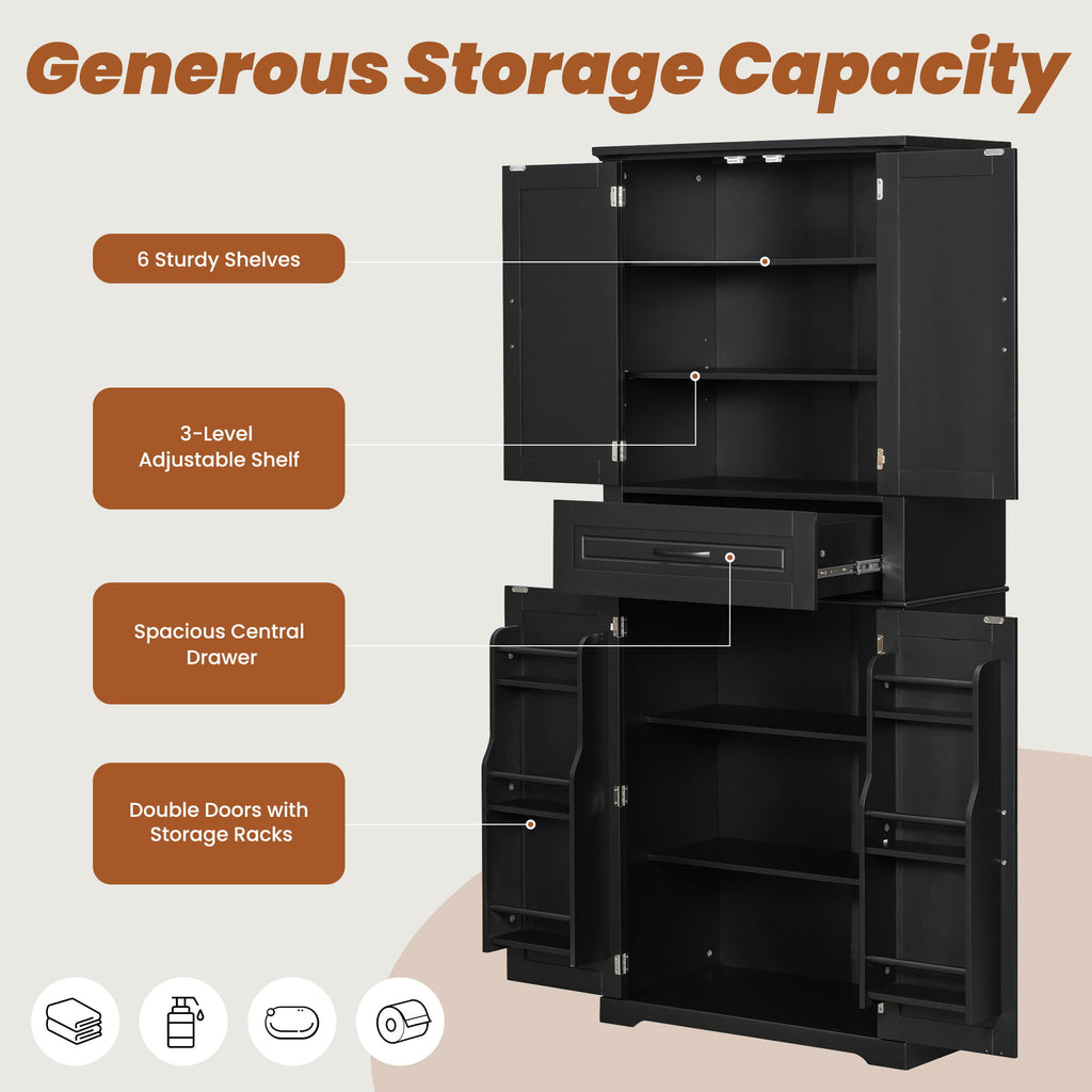 Bathroom Storage Cabinet With Multifunctional Storage Space, Drawer With Slide Rails, Adjustable Shelf