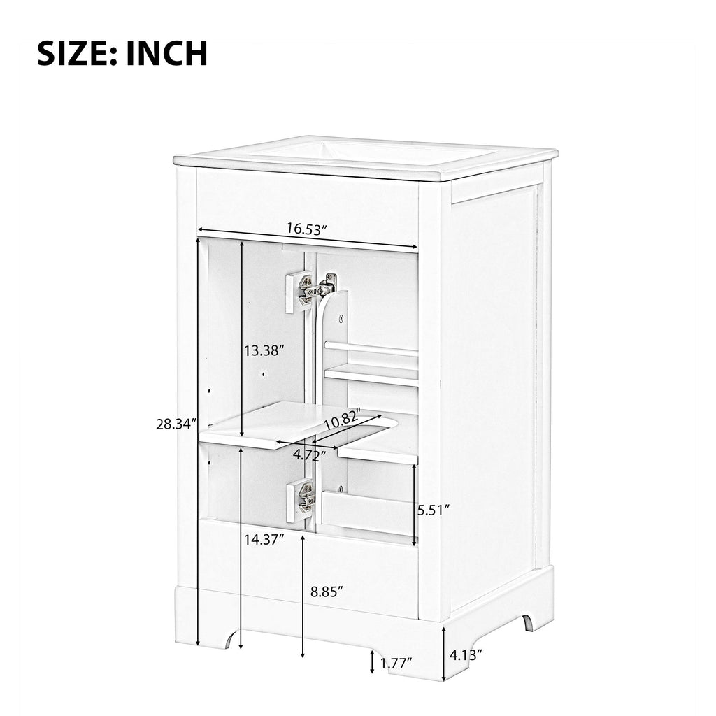 20" Bathroom Vanity With Sink, Soft Closing Cabinet Door, Adjustable Shelf & Storage Rack - White