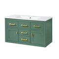 Wall Mounted Bathroom Cabinet With Sink, Multiple Drawers And Doors - Green