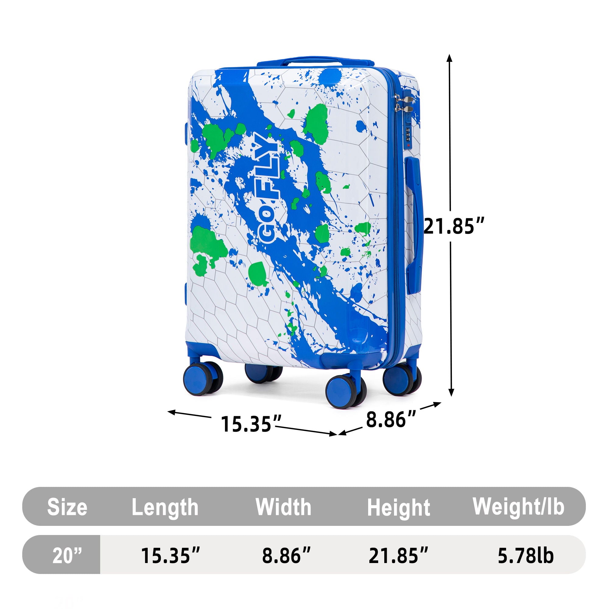Luggage With Combination Lock, Lightweight Carry-On Suitcase