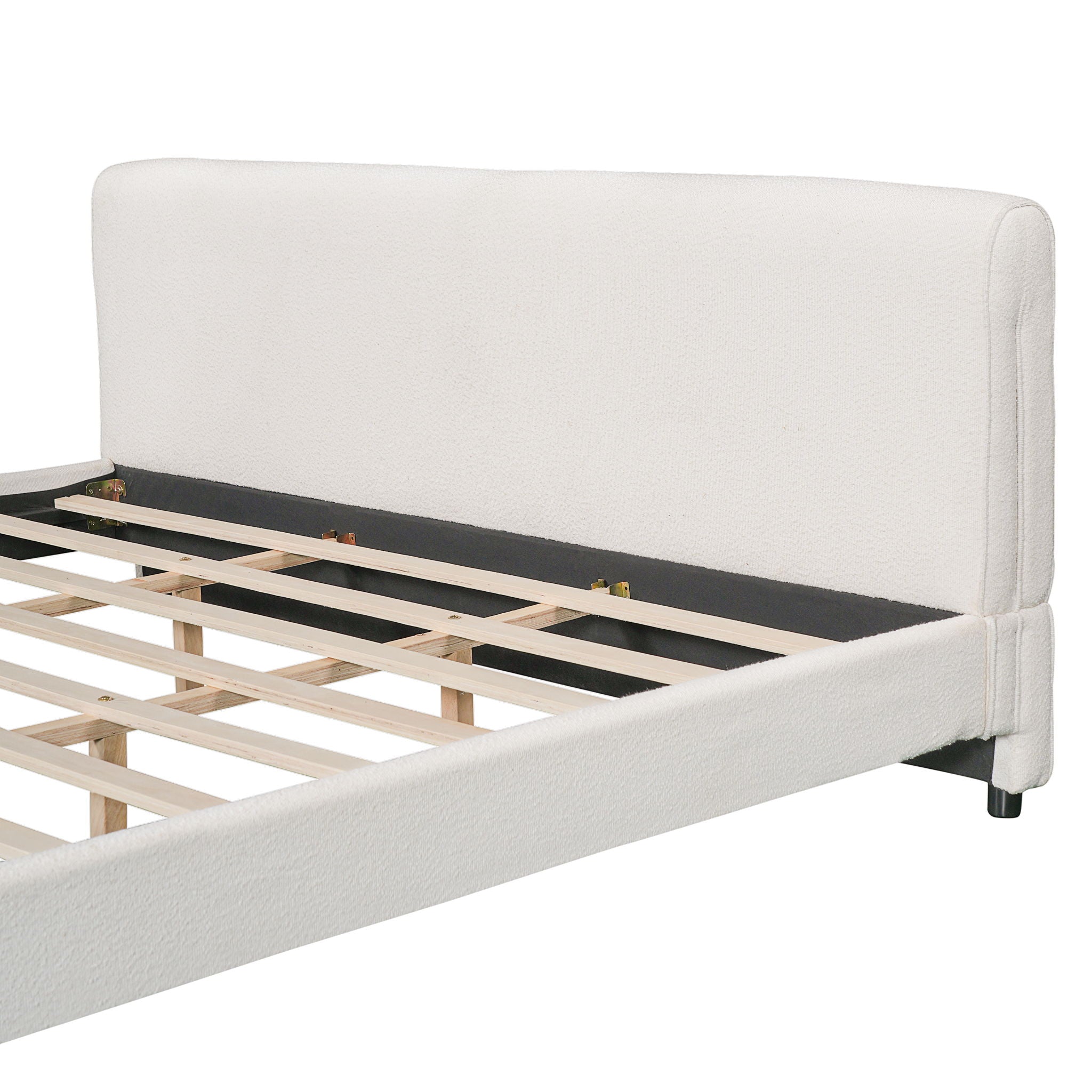 Luxury Upholstered Bed Frame With Curved Headboard & Footboard
