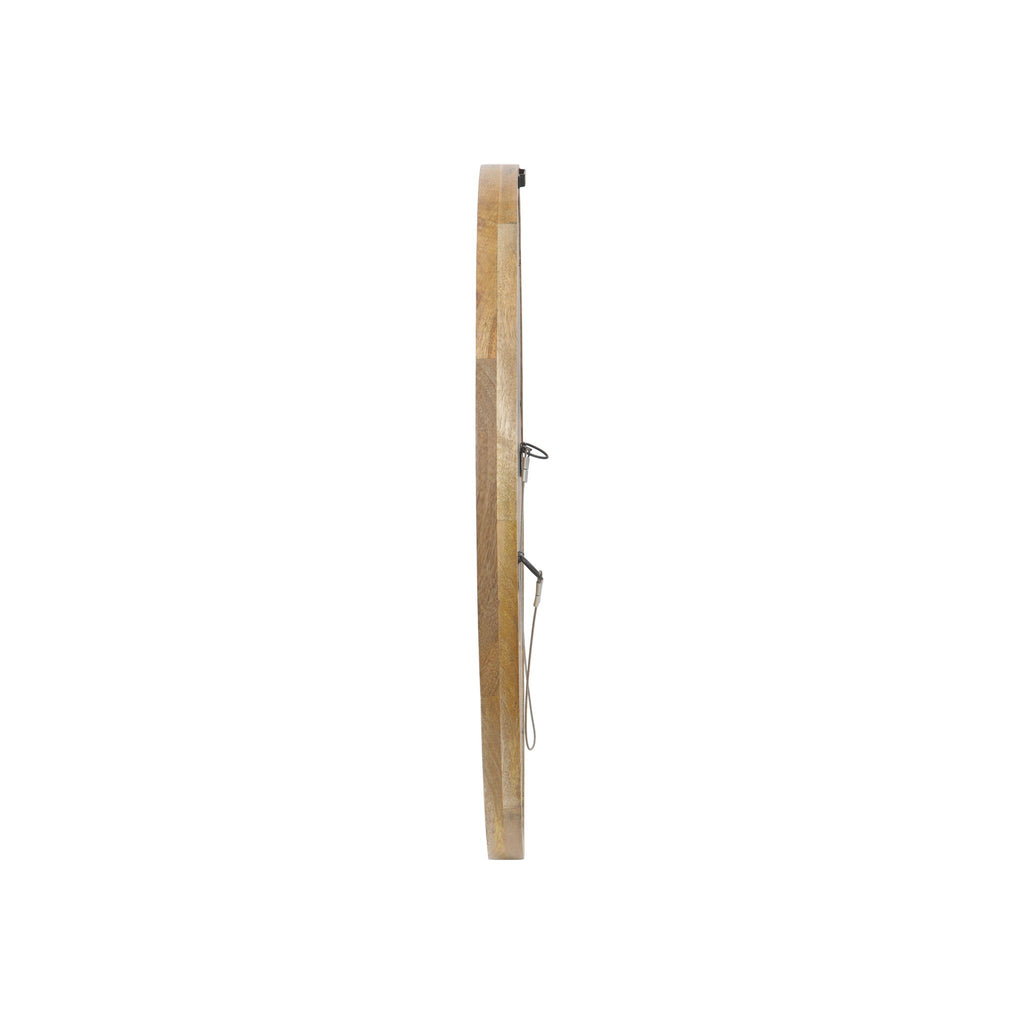 Mango Wood Round Mirror With Glass Surface - Natural
