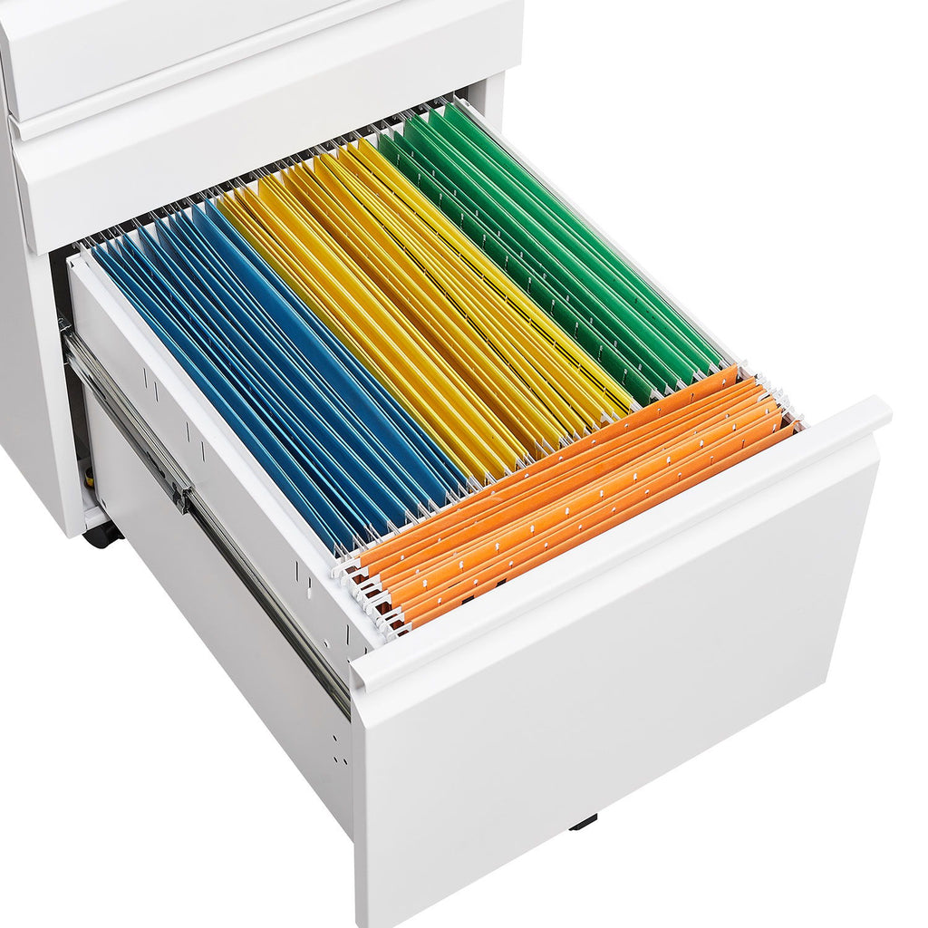 Contemporary 3 Drawer Mobile Filing Cabinet With Lock, Metal Office Storage For Legal / Letter Size