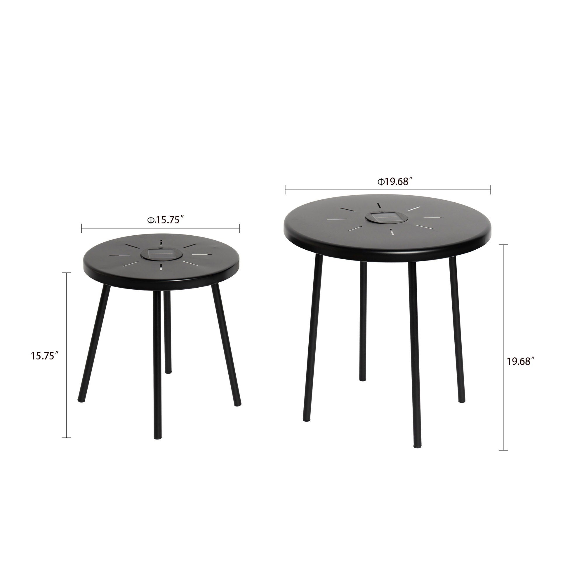Solar Powered Side Table With LED Light, Outdoor / Indoor - Black