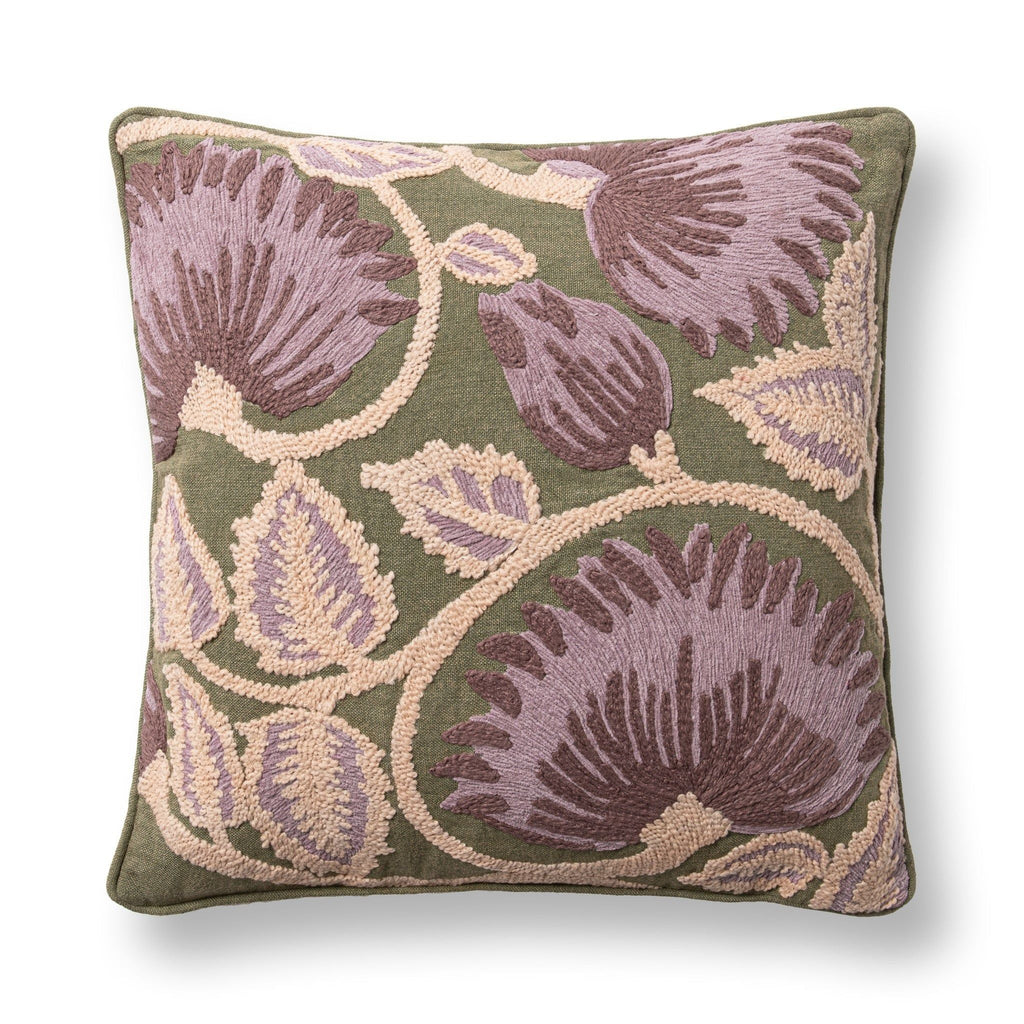 Folly - 22" x 22" Pillow - Olive Green / Multi