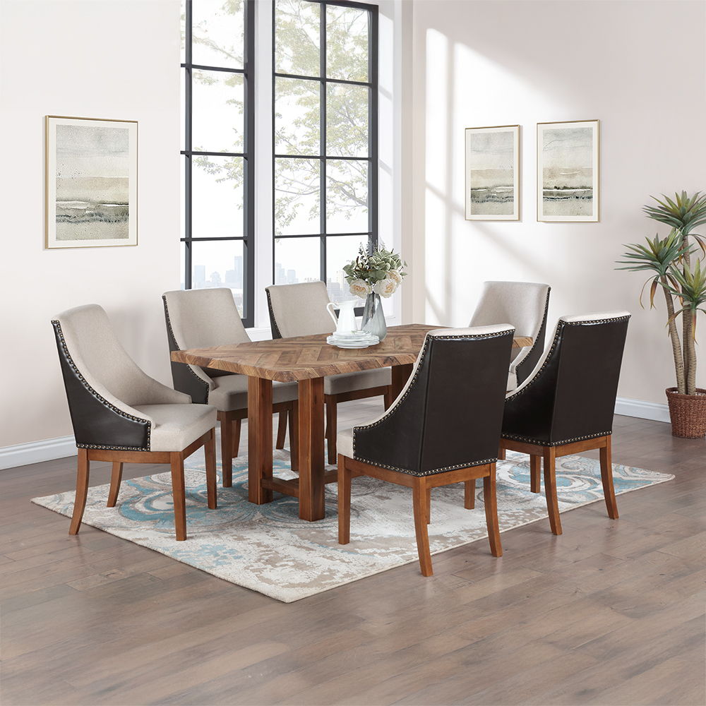Gilsea - Fabric & Synthetic Leather Side Chair (Set of 2) - Beige & Brown Finish