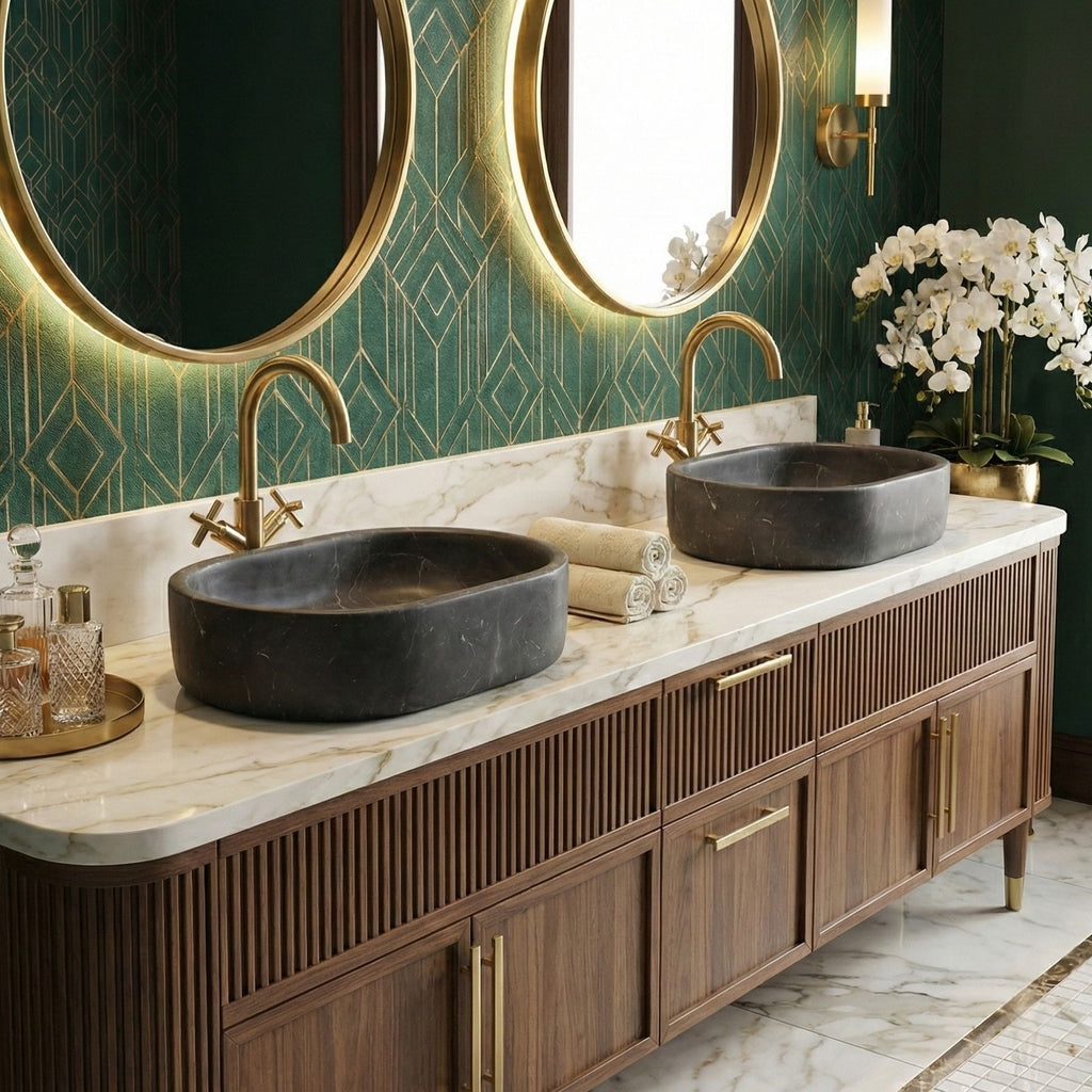 Vessel Sink, Oval Basin, Solid Above-Counter Vanity, Bowl For Master Bathroom - Dark Gray