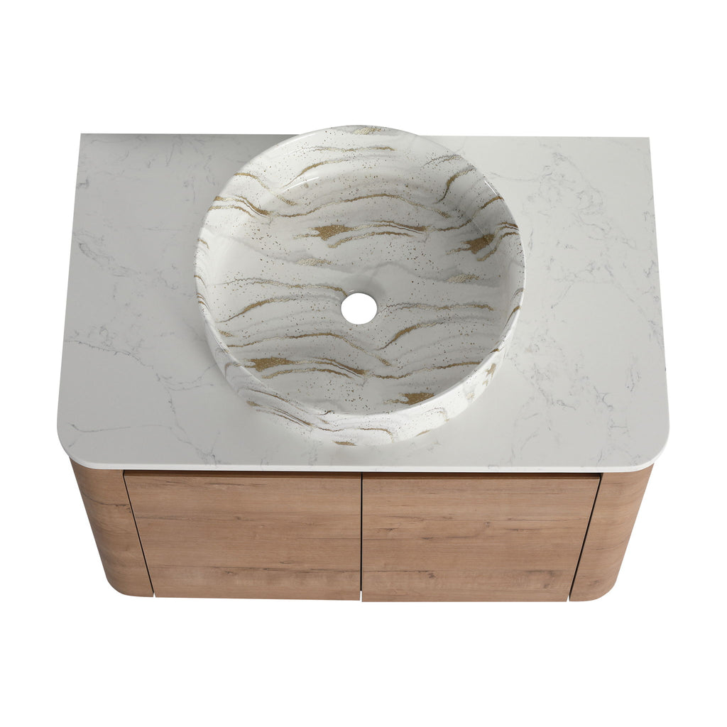 Wall Mounted Bathroom Vanity With Art Sink, 1 Soft Close Door