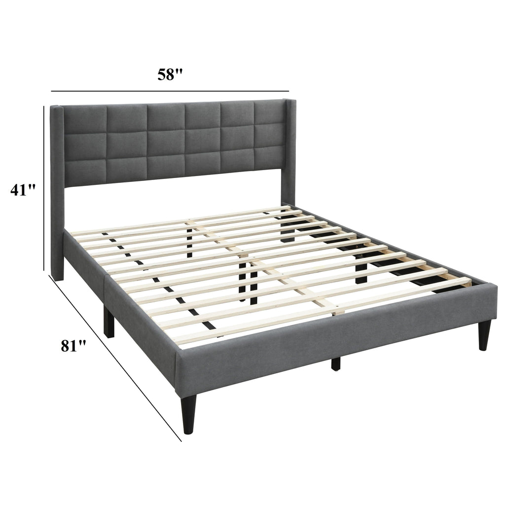 Full Size Bed Upholstered Box Headboard - Gray