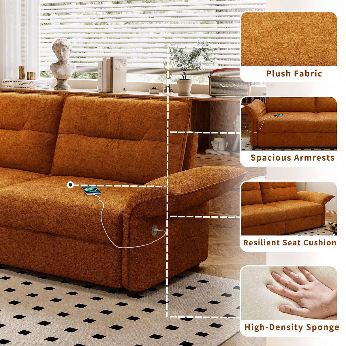 Sofa Bed With Convertible Design, Living Room Furniture