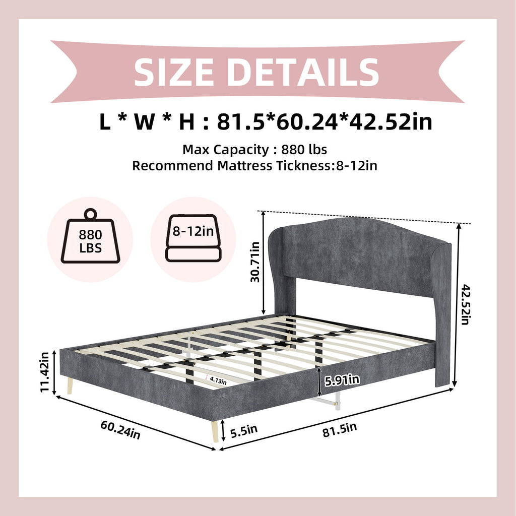 Upholstered Bed, Tufted Headboard, Comfortable Sleep