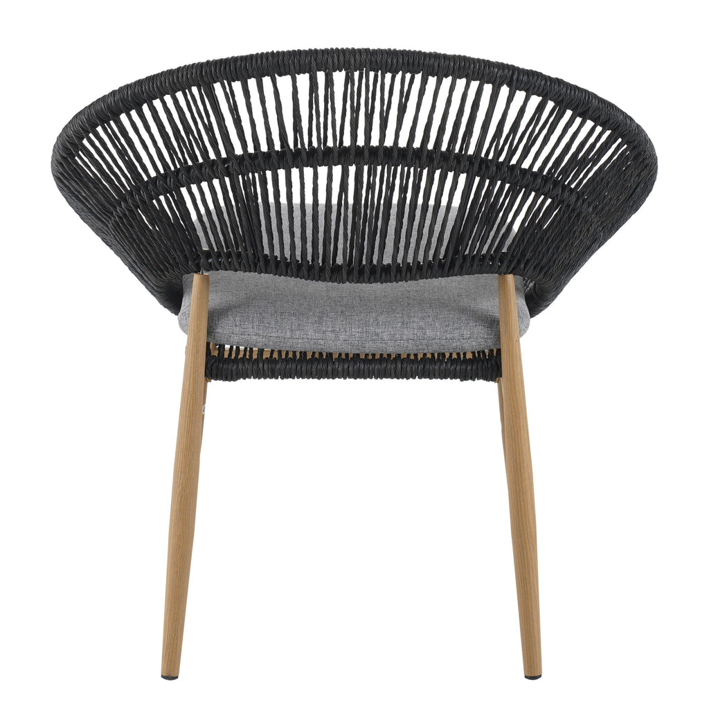 Cyril - Outdoor Patio 7 Piece Dining Set With Wicker Chairs And Table - Dark Gray / Teak