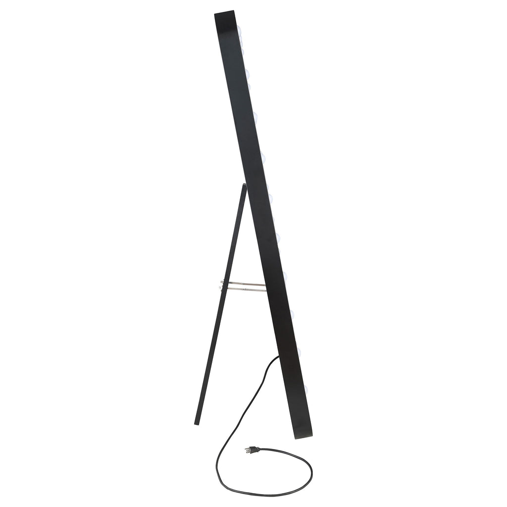 Villancourt - LED Standing Mirror With Speakers - Black