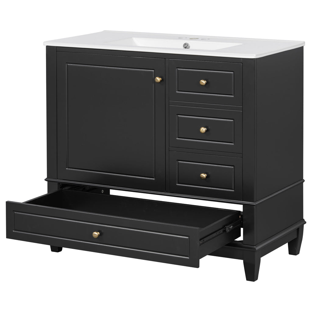 Modern Bathroom Vanity With Sink, 3 Drawers & Cabinet