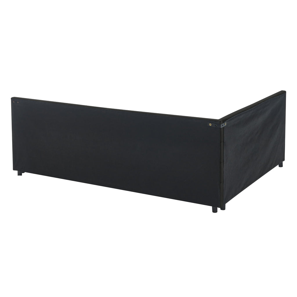 Storage Elegant Upholstered Tufted Bed Frame With Backrest And Armrests