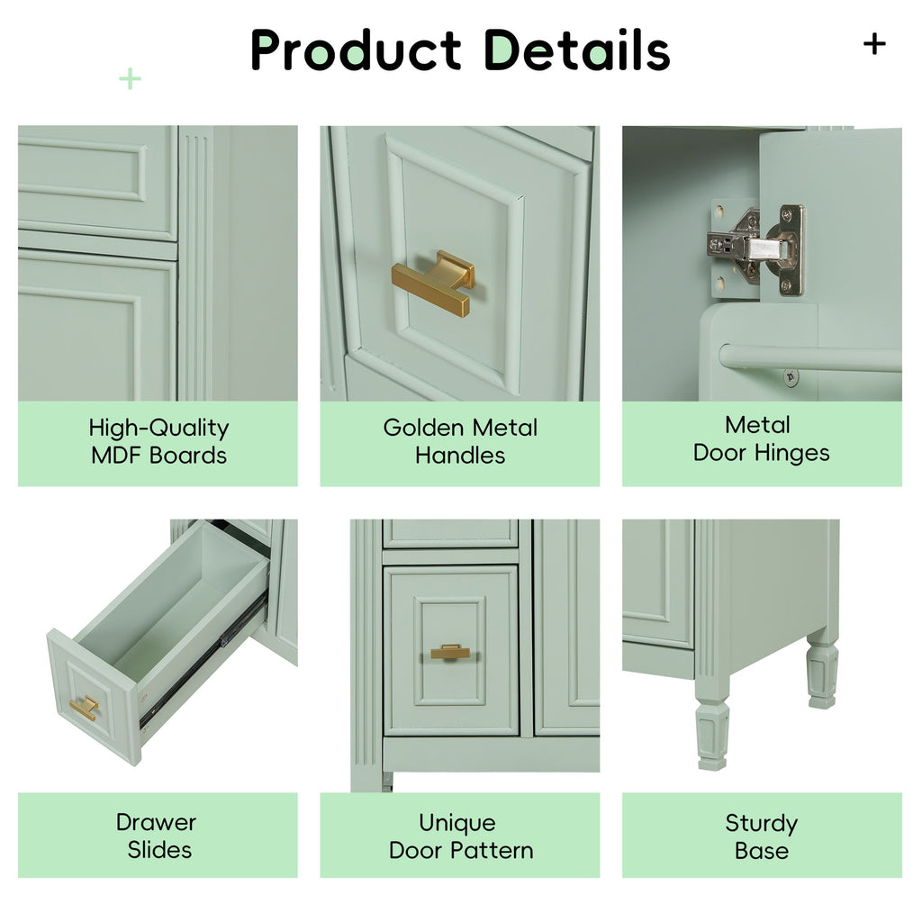 Modern Bathroom Vanity With Sink, Flip Drawer, 2 Drawers, Adjustable Shelf