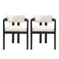 Modern Boucle Fabric Dining Chair With Armrest
