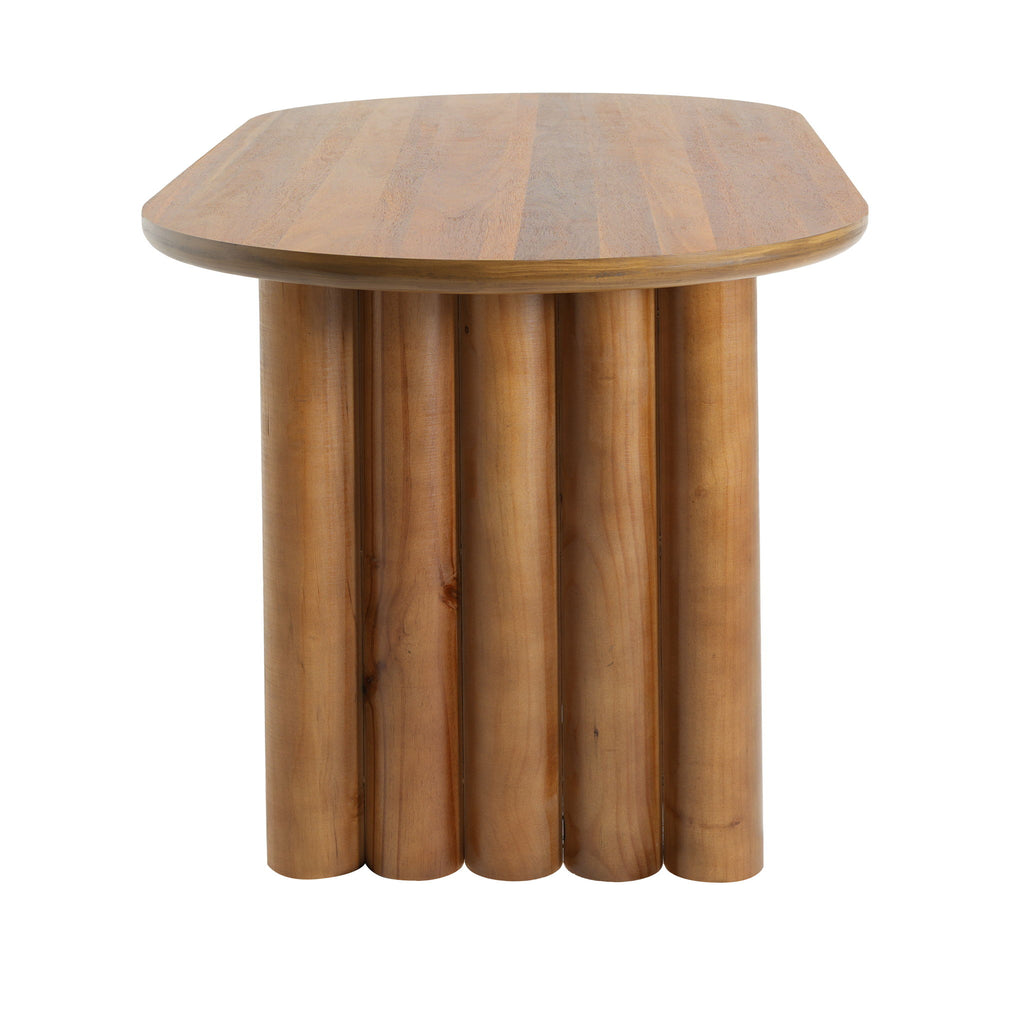 Oval Dining Table With Cylindrical Legs - Brown