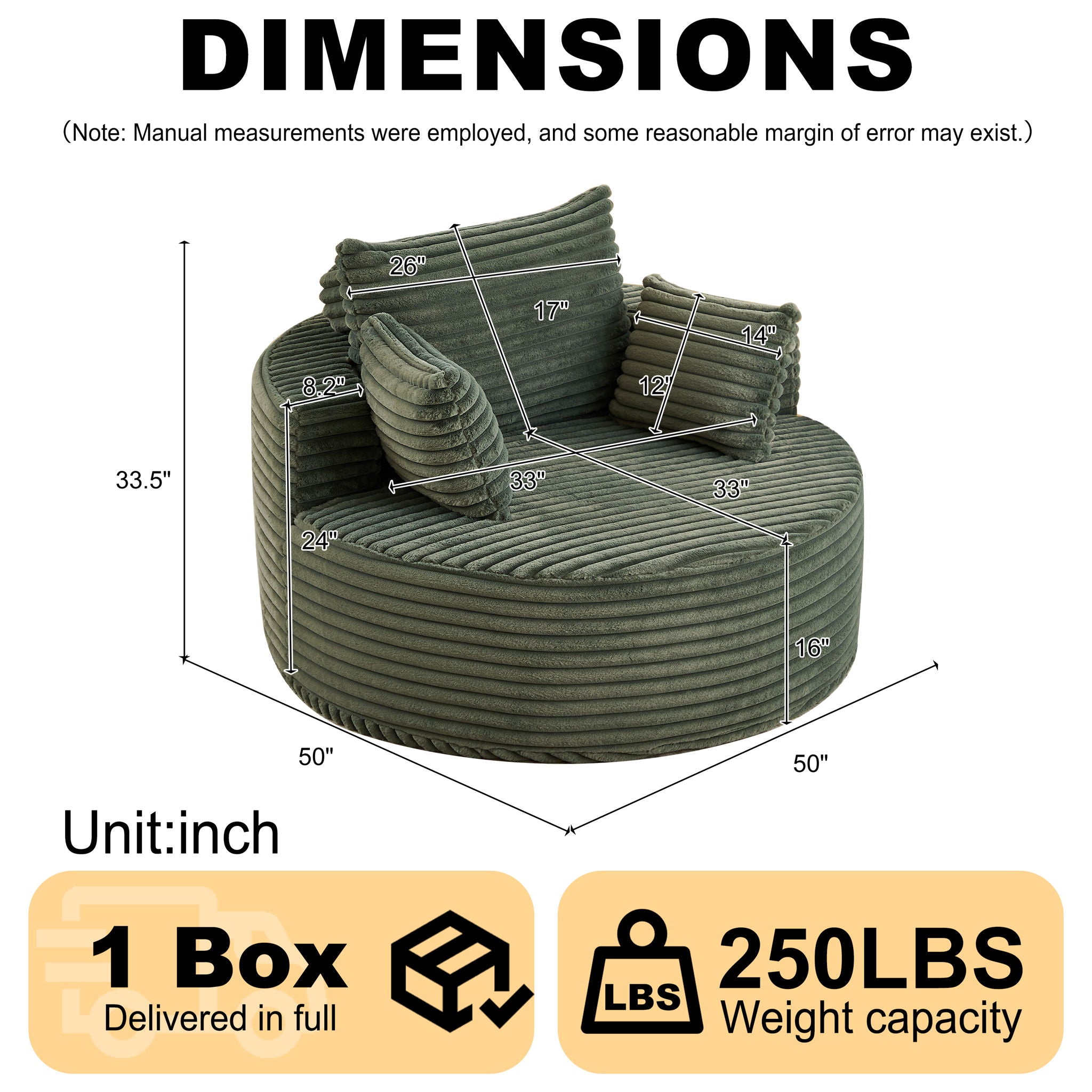 Modern Single Sofa With Backrest Pillow For Living Room
