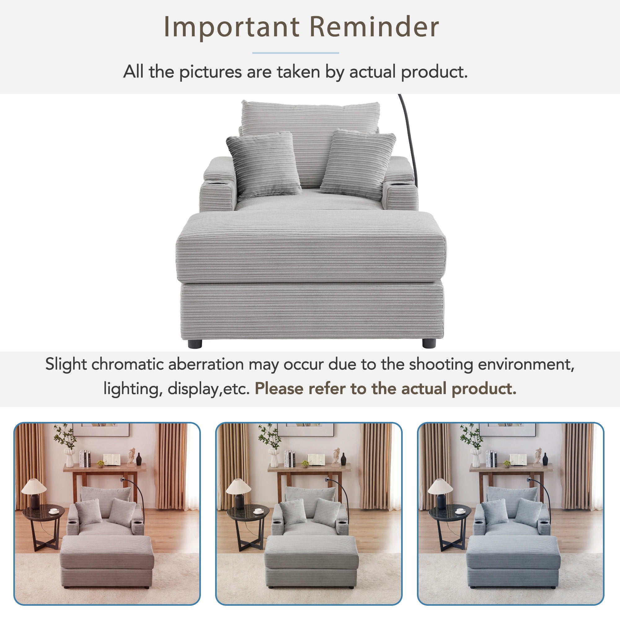 Modern Style Single Sofa Sofa Couch With Storage Space, A Movable Ottoman, 2 USB Ports, 2 Cup Holders, A Phone Holder For Living Room