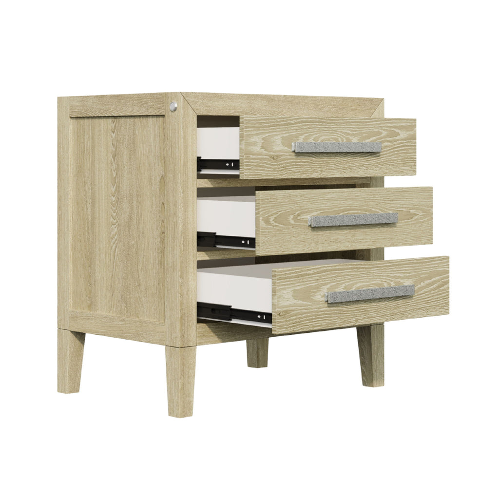 Adeline - 3 Drawers Nightstand With USB & LED Light - Natural Wood Wash