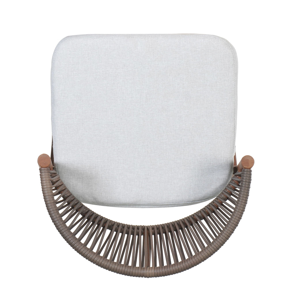 Outdoor Bar Height Metal Frame Counter Stools With Scallop Shaped Backrest & Water Resistant Cushions
