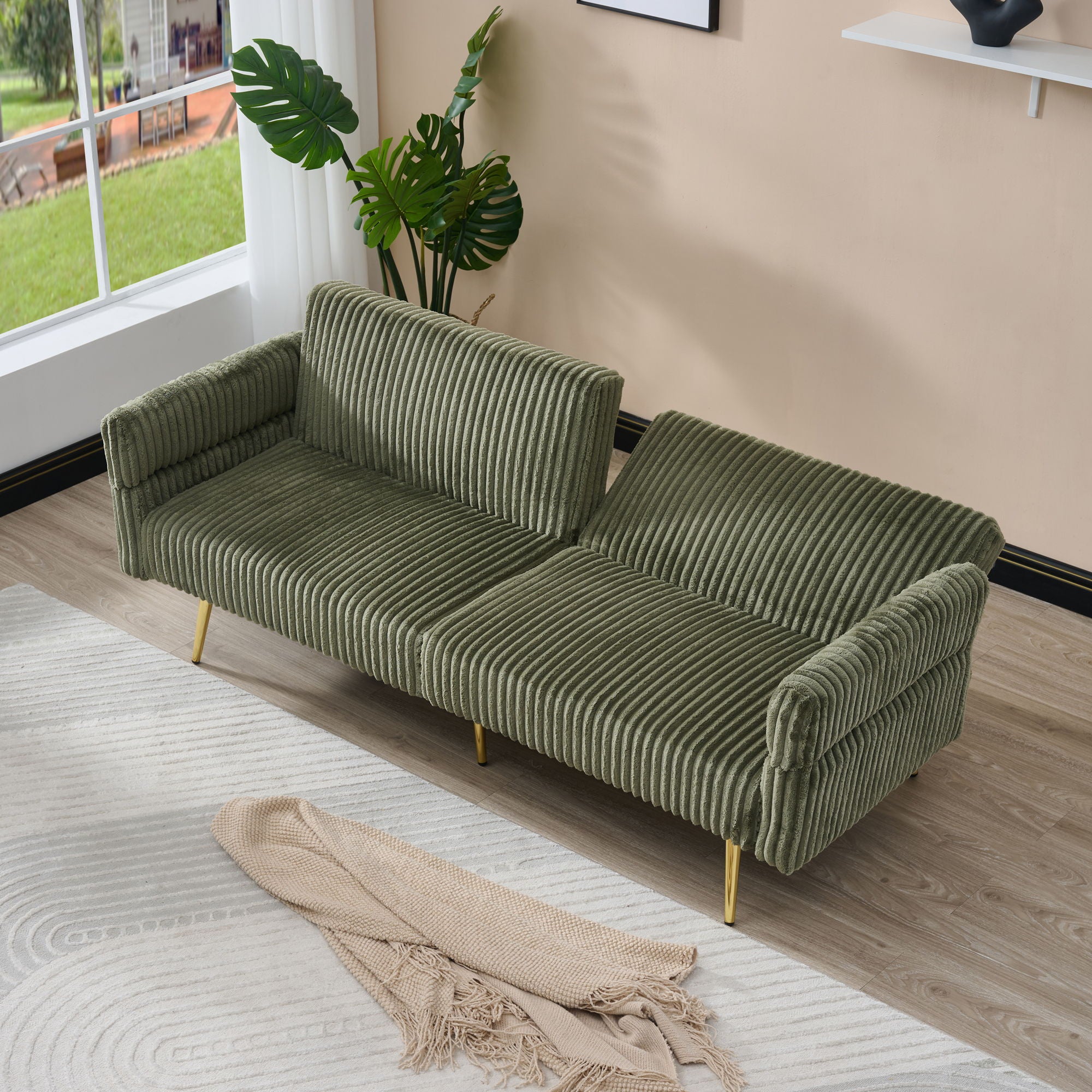 Luxury Foldable Double Sofa Bed With Folding Armrests