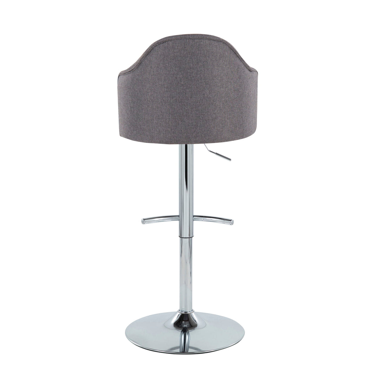 Ahoy - Contemporary Adjustable Barstool With Swivel With Rounded T Footrest (Set of 2) - Gray - Fabric