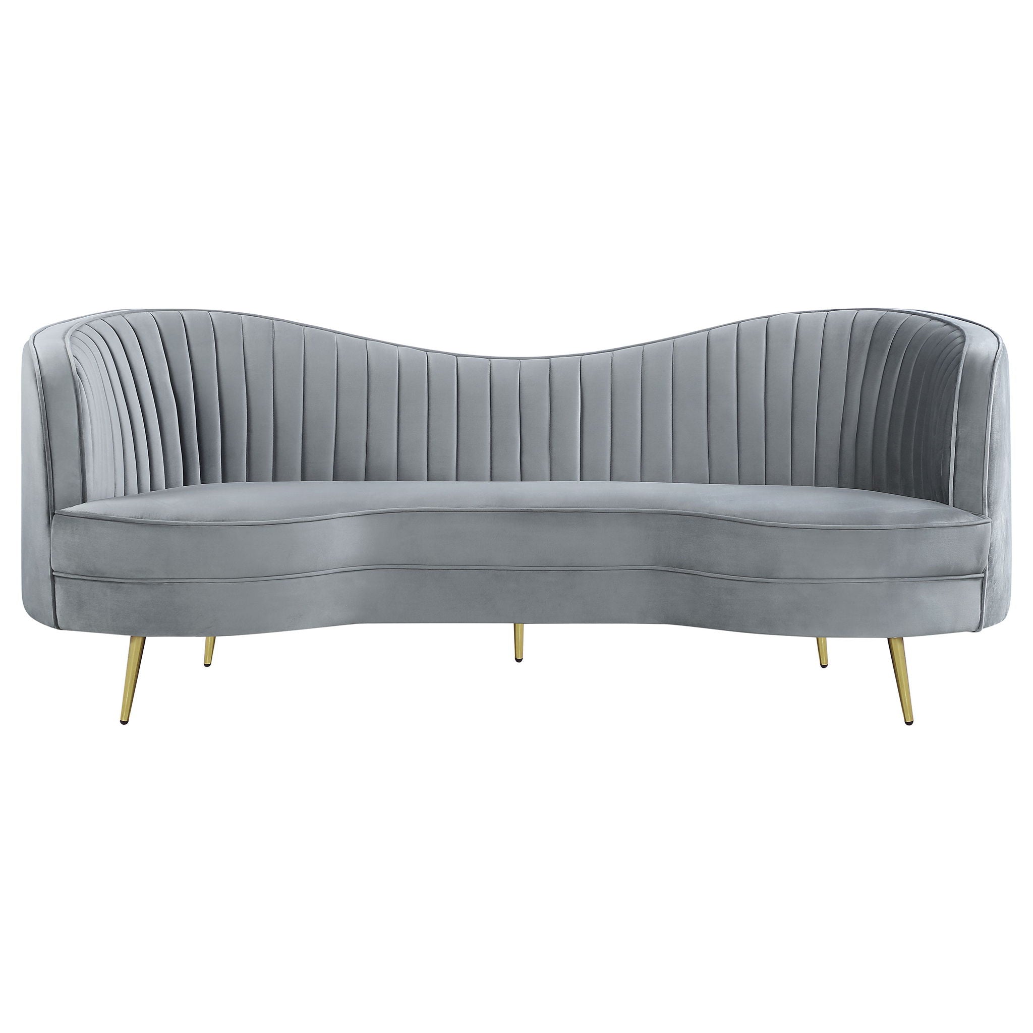 Reigha - Upholstered Sofa Lounge Furniture With Channel Tufted Backrest - Gray