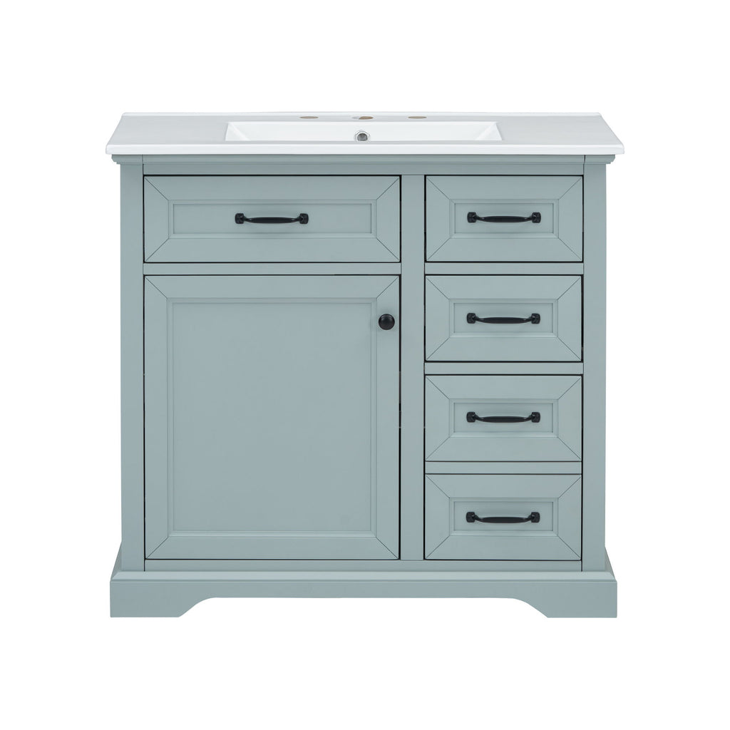 36" Bathroom Vanity With Sink, 2 Tip Out Drawers, Soft Close Hinges
