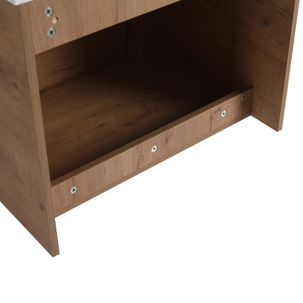 Wall Mounted Bathroom Vanity With Art Sink, 2 Storage Shelves, Soft Close Door