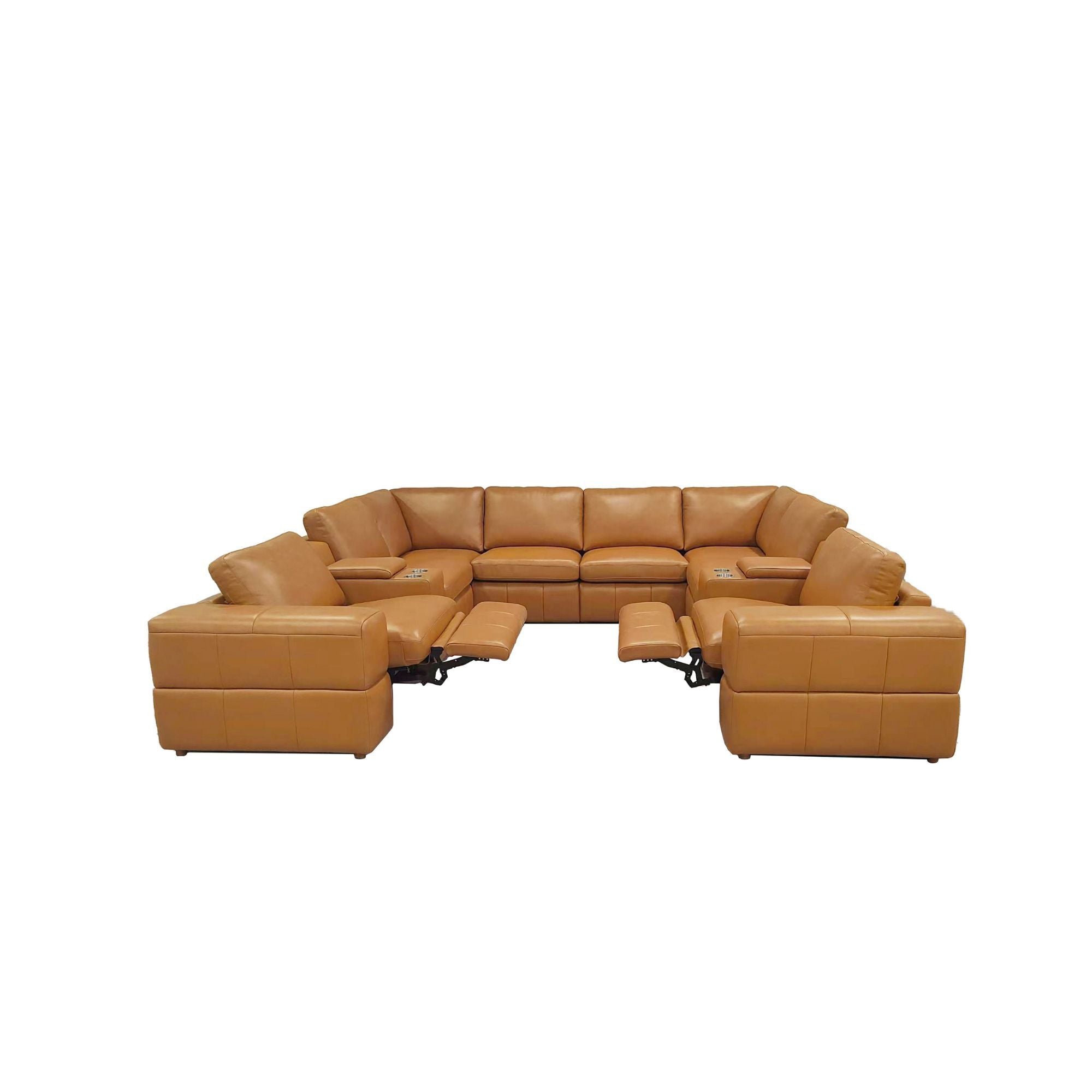 Upholstered Large Arms Sectional With Recliner Seats