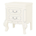 Carved Nightstand With 2 Drawers, Bedside Table - White