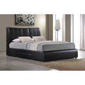 Kofi - Eastern King Bed With Storage - Black Synthetic Leather