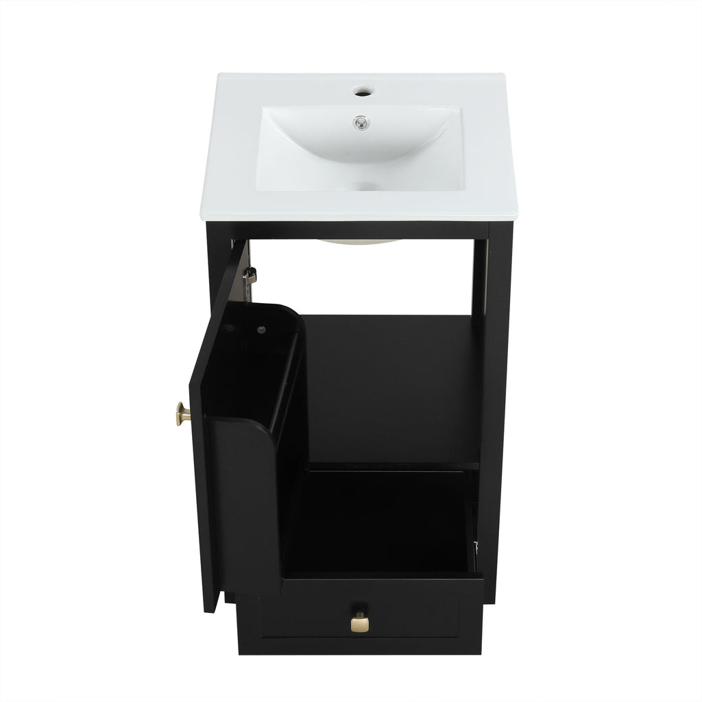 Bathroom Vanity With Sink, Soft Closing Cabinet Door, Storage Rack And Drawer