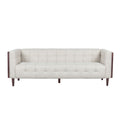 Contemporary 3 Seater Sofa With Button Tufted Waffle Stitching - Beige