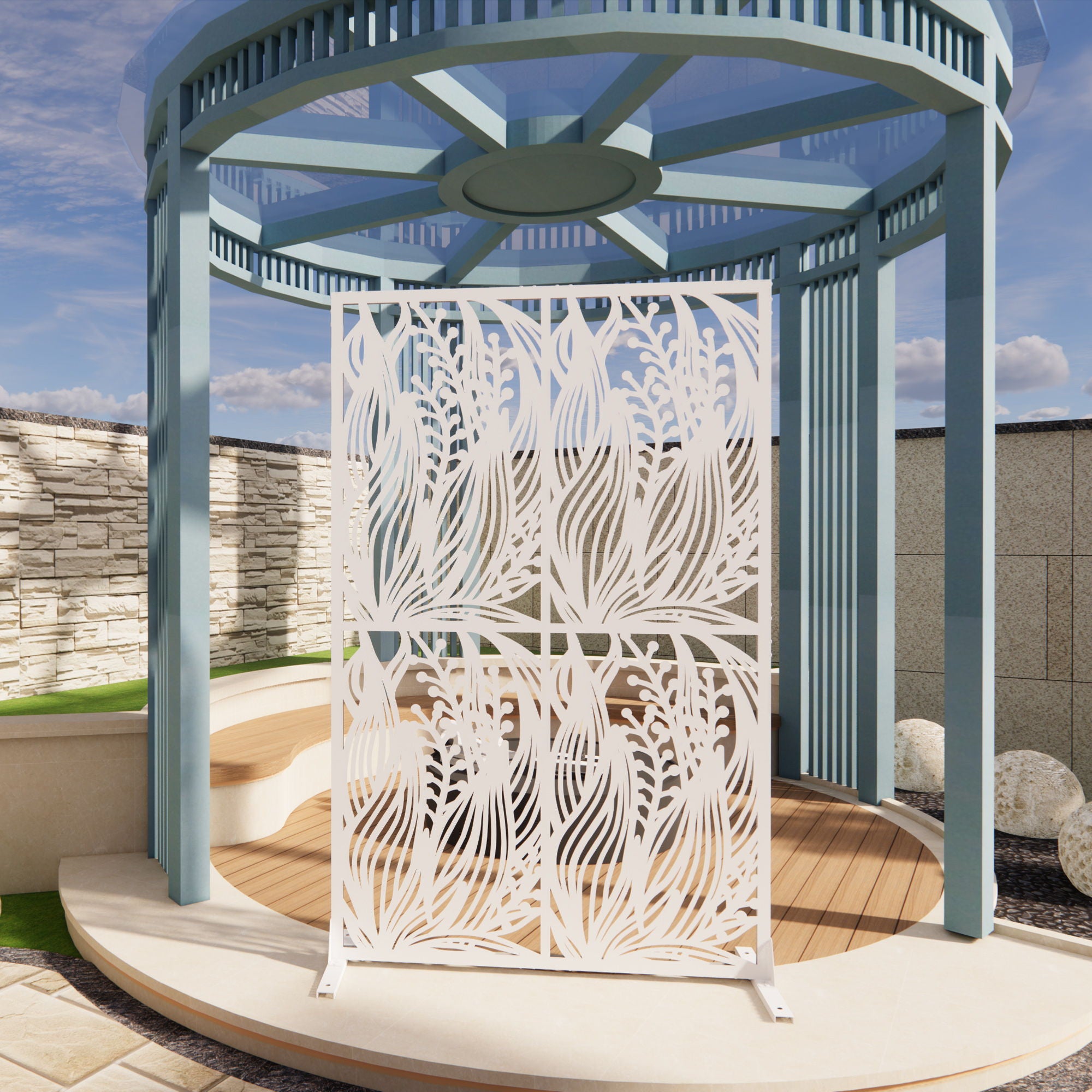 Free Standing Decorative Privacy Screen, Outdoor And Indoor Divider