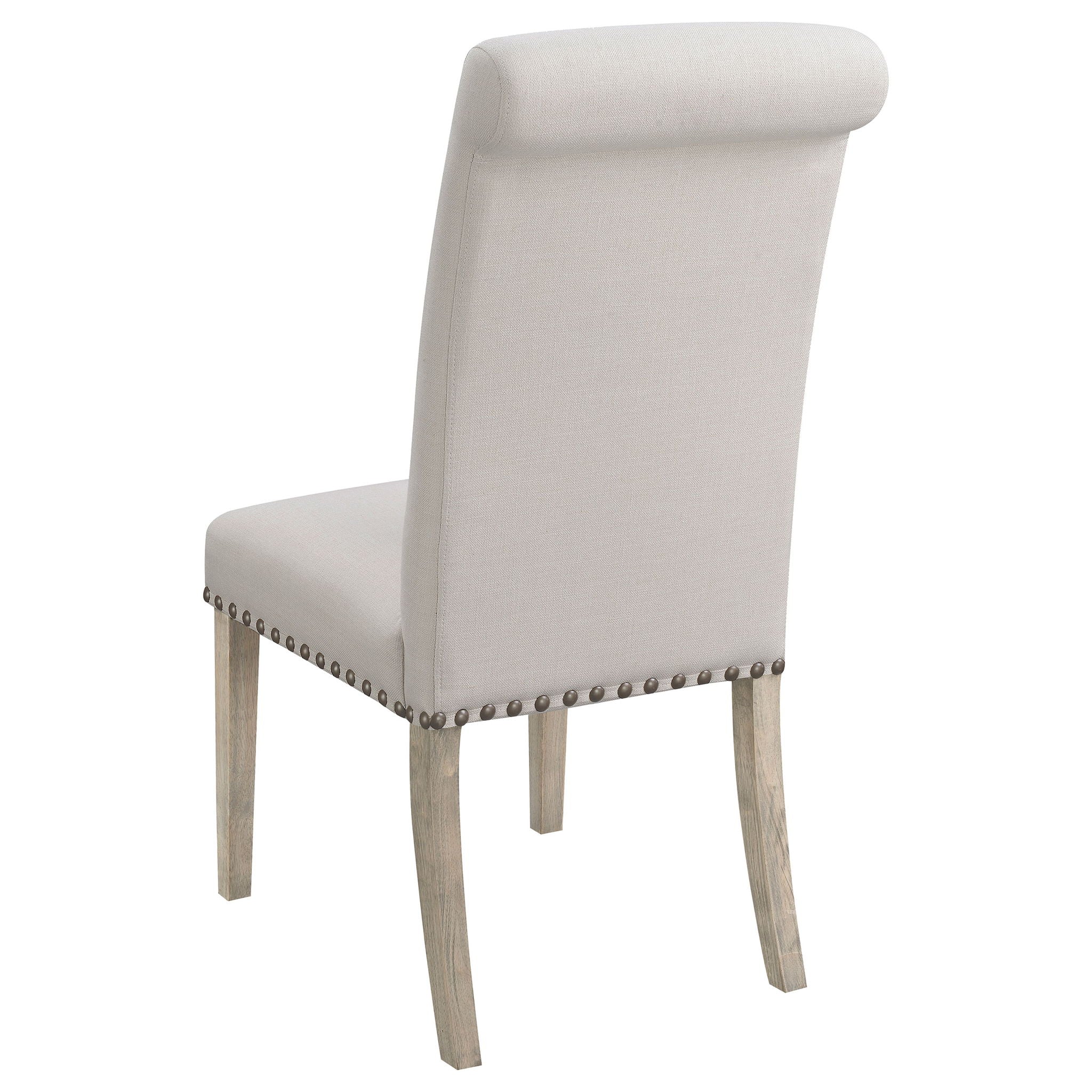 Upholstered Dining Chair With Rolled Edge Seat Back (Set of 2) - Beige