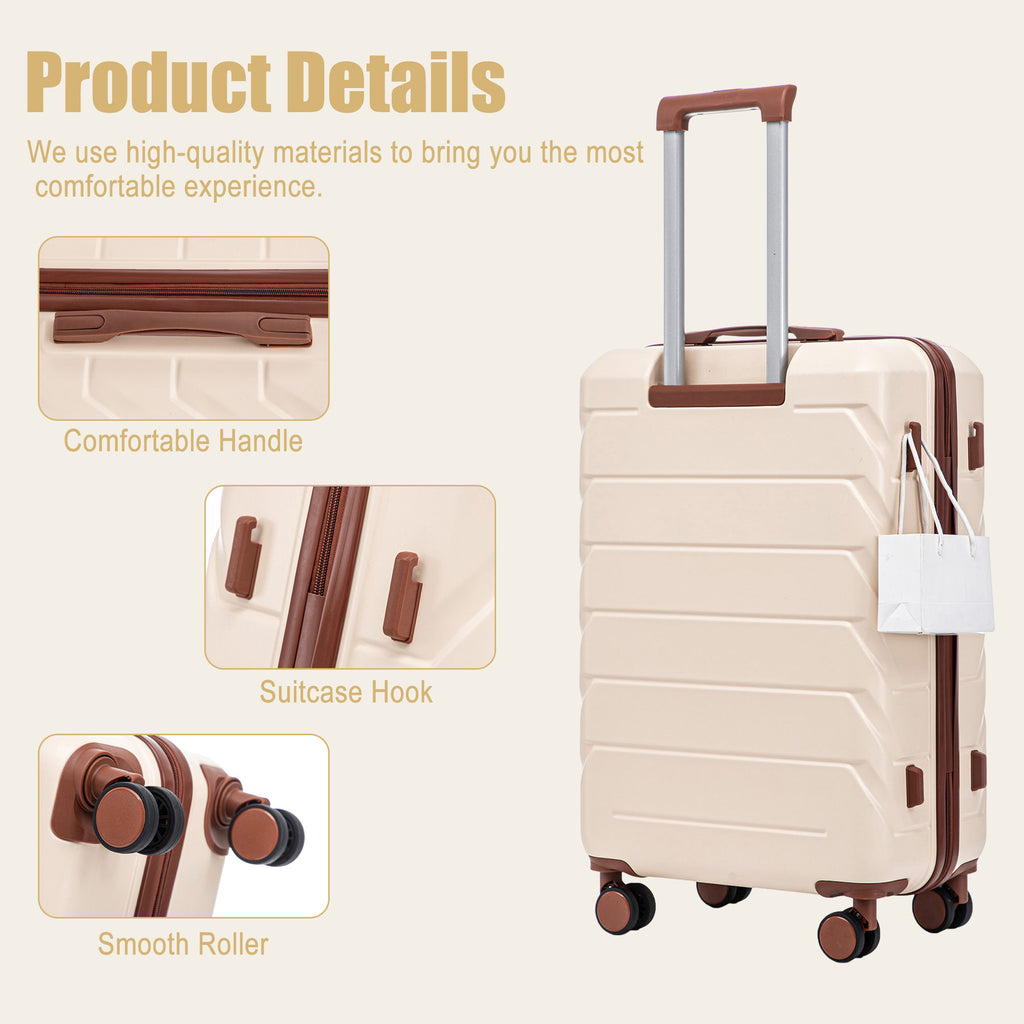 Hard Shell Luggage With Scratch Resistant Surface, 4 Wheels, Combination Lock & Side Hooks