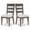 Upholstered Dining Chair With Ladder Back Design (Set of 2) - Dark Oak