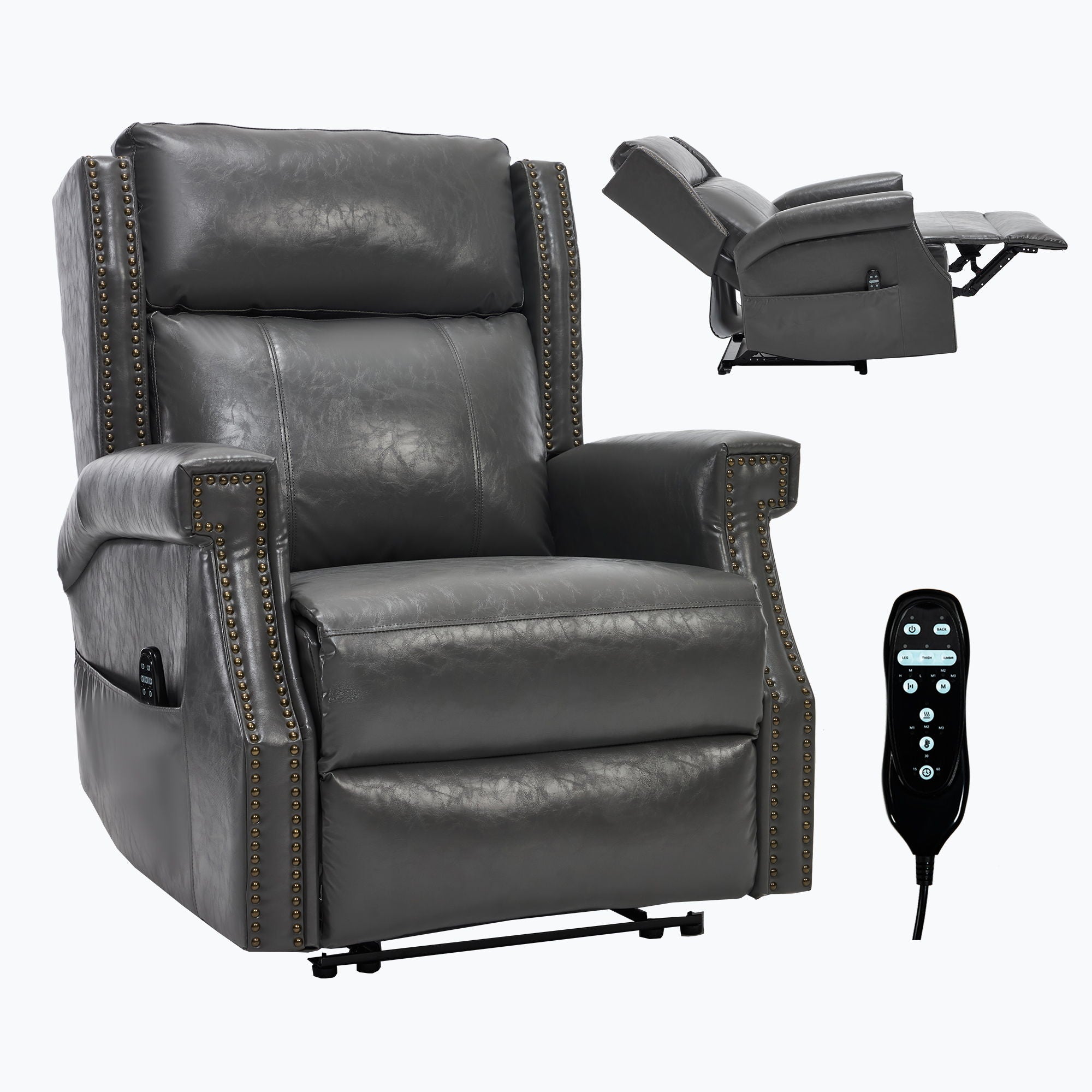 Manual Recliner Chair With Heavy Duty Motion Mechanism, 8 Vibrating Nodes And 3 Massage Modes For Living Room