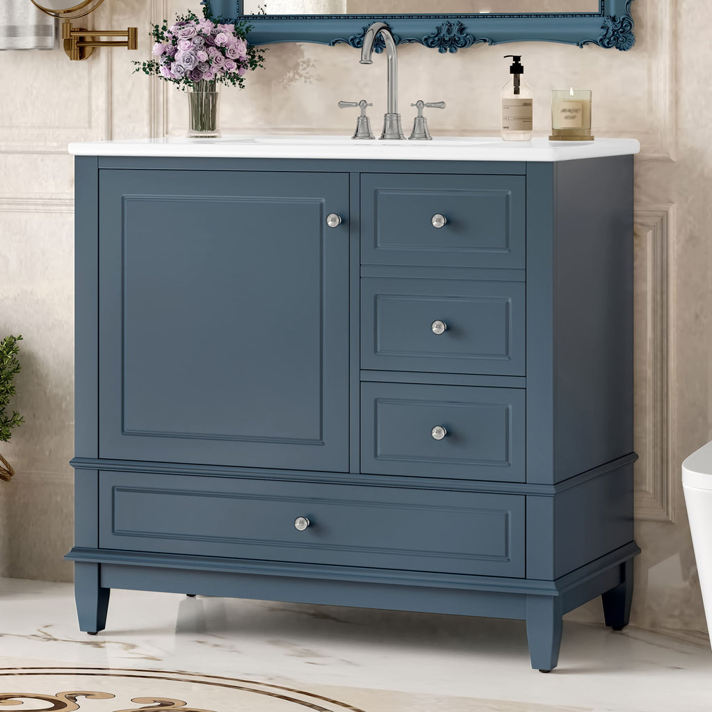 Modern Bathroom Vanity With Sink, 3 Drawers & Cabinet